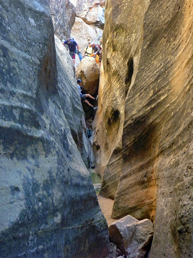 Canyoneering group in Yankee Doodle Hollow
