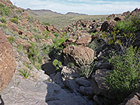 Boulders in the upper streamway
