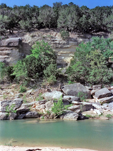 Limestone cliffs and boulders