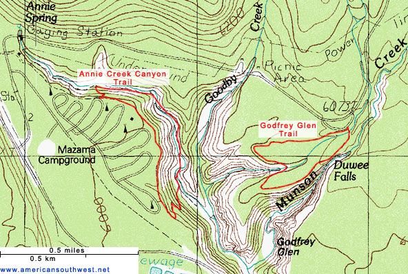 Map of the Annie Creek and Godfrey Glen trails