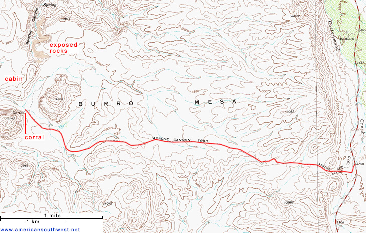 Map of the Apache Canyon Trail
