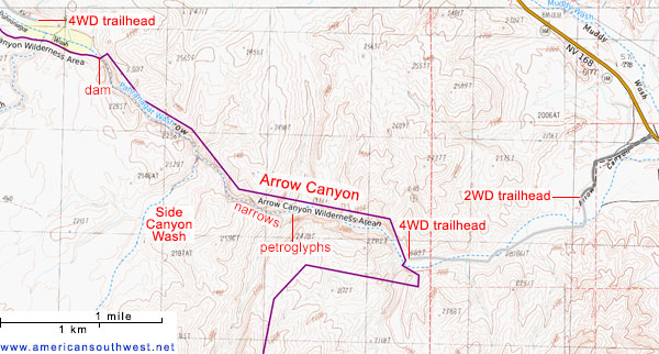 Map of Arrow Canyon