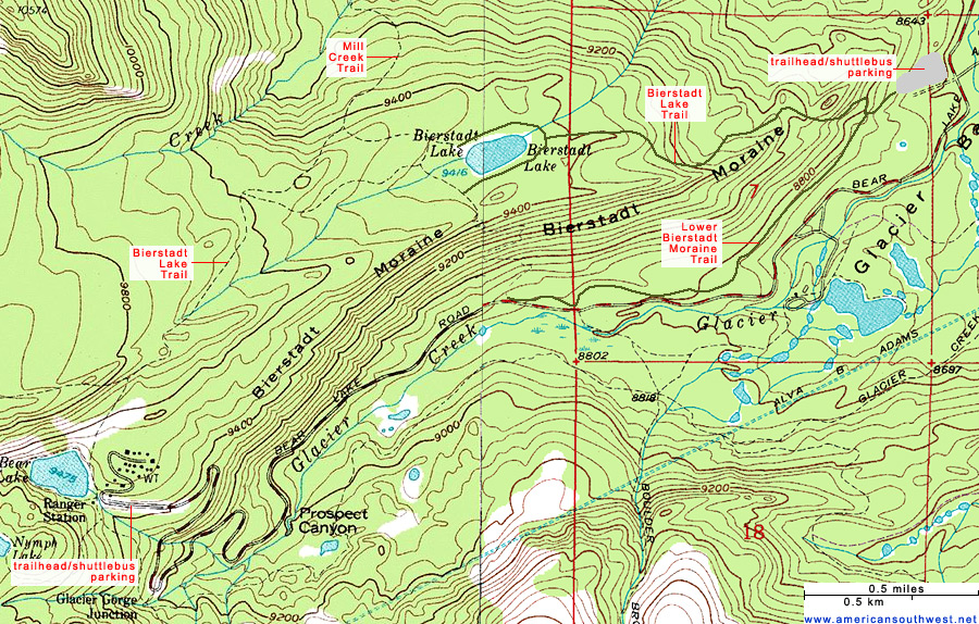 Topo Map of the Bierstadt Lake Trail