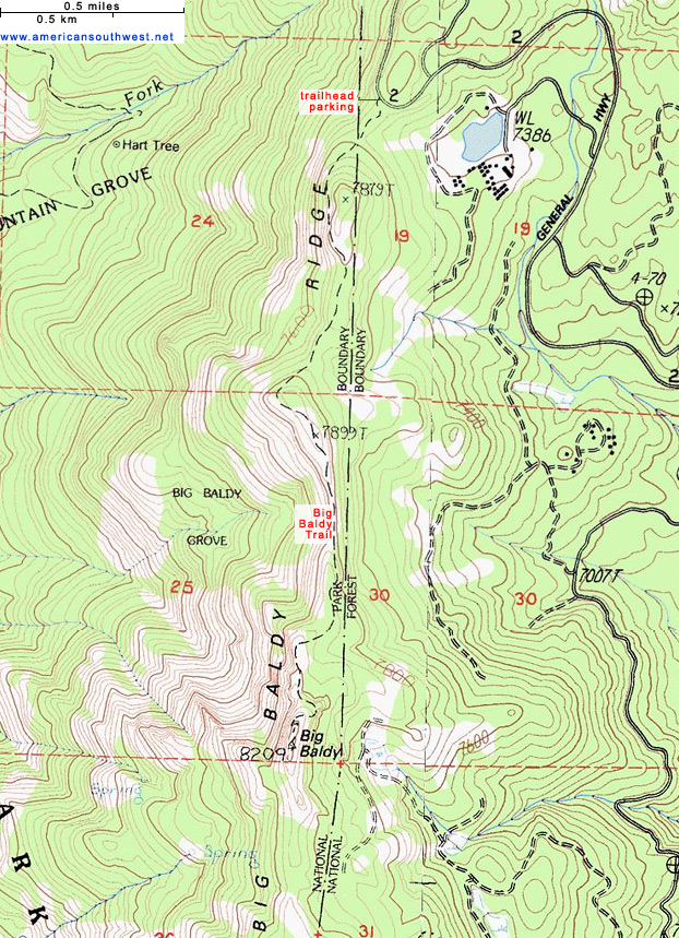 Map of the Big Baldy Trail