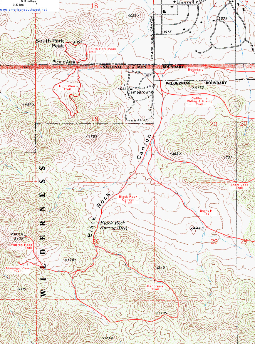Map of Black Rock Canyon and the Panorama Trail