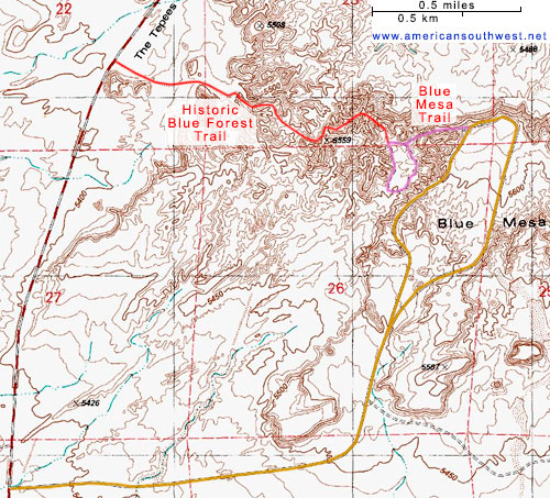 Topo map of the Blue Mesa Trail