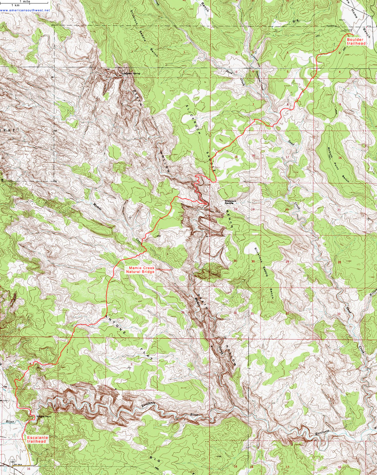 Topo Map of the Boulder Mail Trail