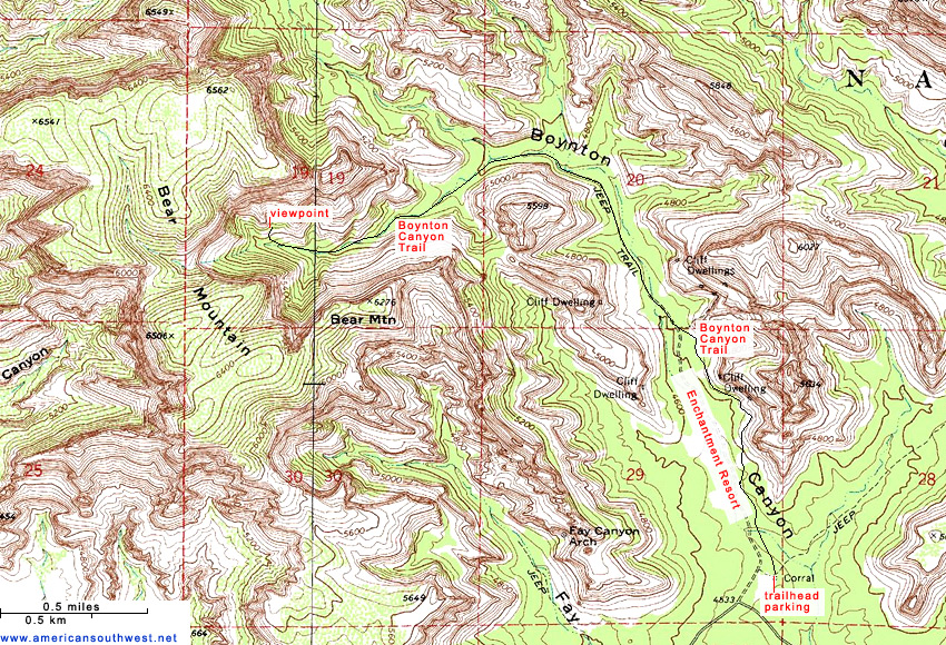 Map of the Boynton Canyon Trail, Sedona