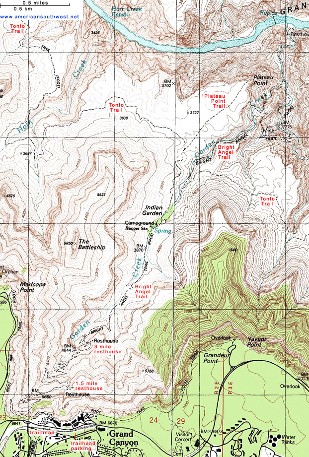 Map of the Bright Angel Trail