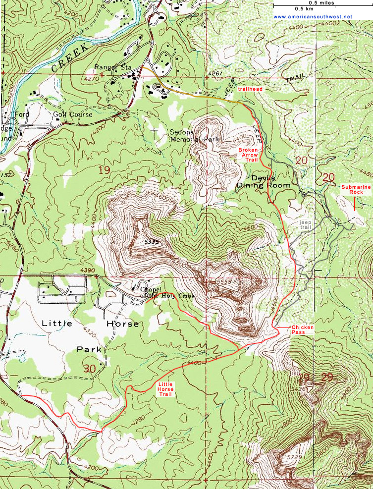 Map of the Broken Arrow Trail, Sedona