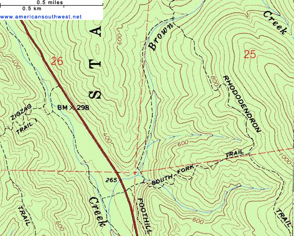 Map of the Brown Creek and South Fork Trails