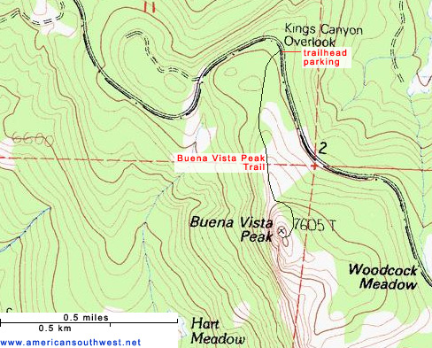 Map of the Buena Vista Peak Trail