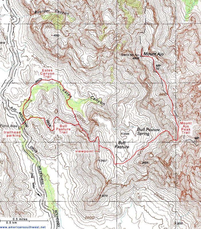 Map of the Bull Pasture/Estes Canyon Trail