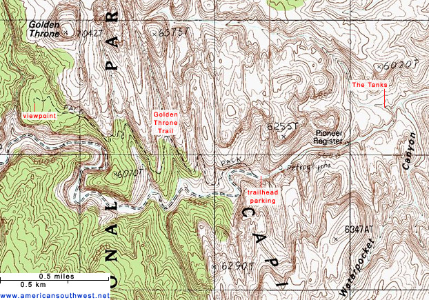 Map of the Capitol Gorge Trail