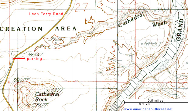 Topo map of Cathedral Wash