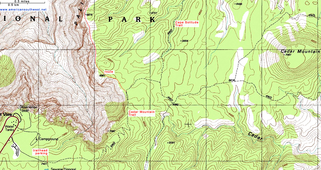 Map of the Cedar Mountain Trail
