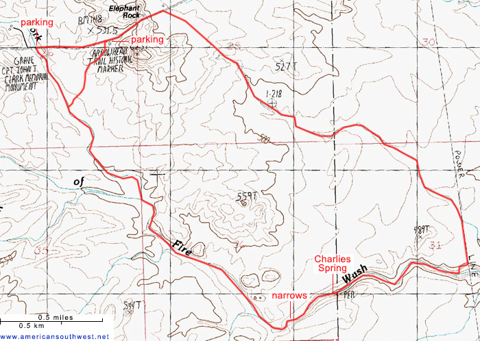 Topo Map of Charlies Spring Trail