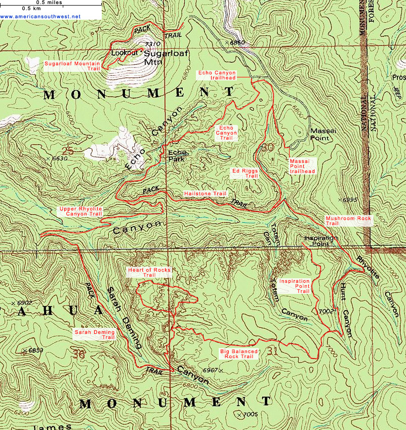 Map of the Big Loop, Chiricahua National Monument