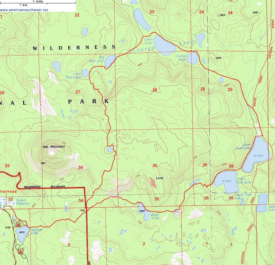 Map of the Cluster Lakes Loop Trail