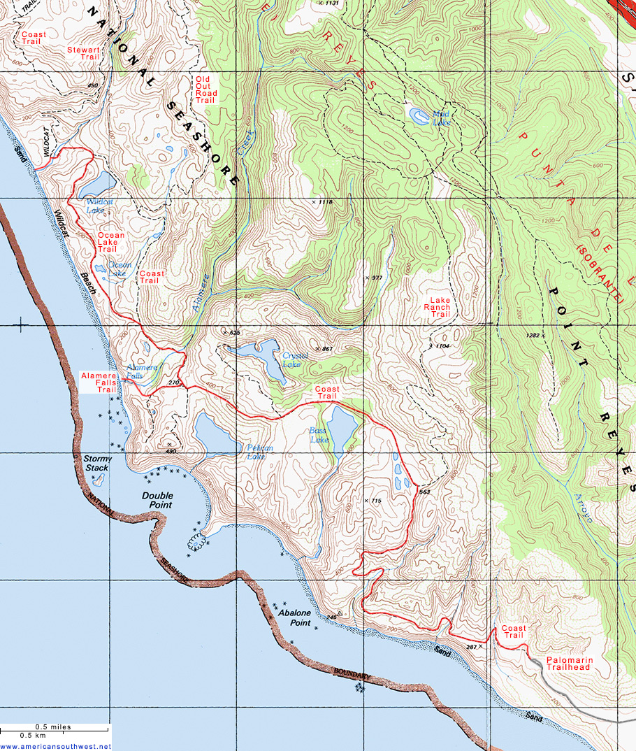 Map of the Coast Trail to Wildcat Beach