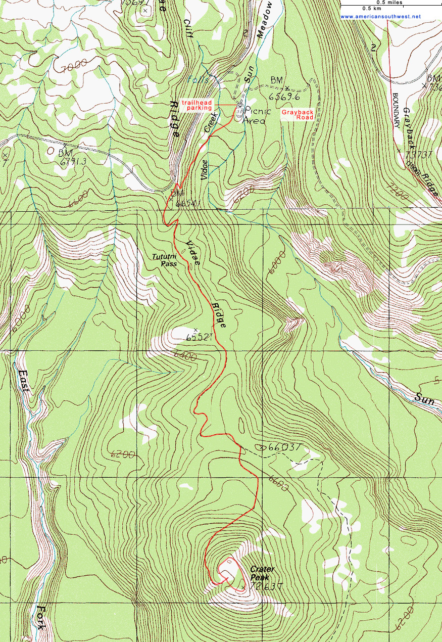 Map of the Crater Peak Trail