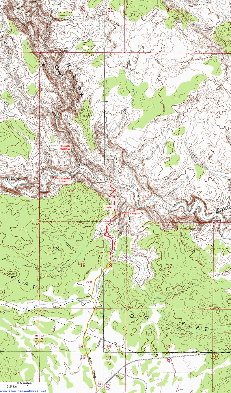 Topo Map of lower Death Hollow