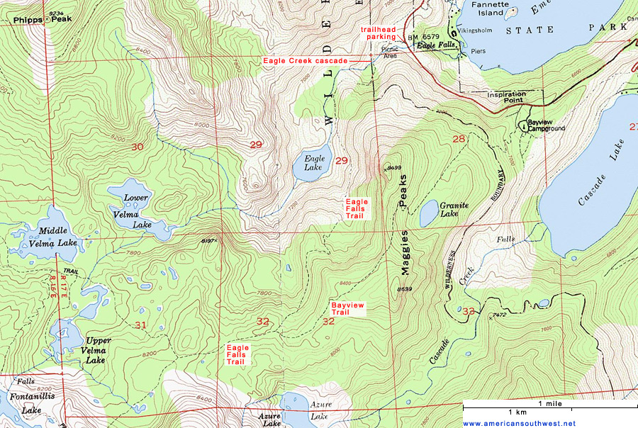 Map of the Eagle Falls Trail