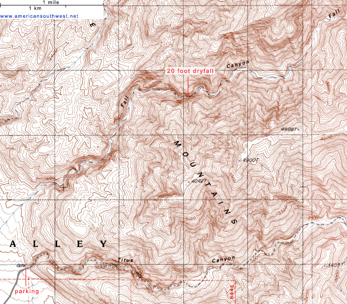 Topo map of Grey Wall Canyon