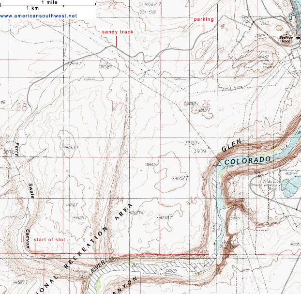 Topographic map of Ferry Swale Canyon