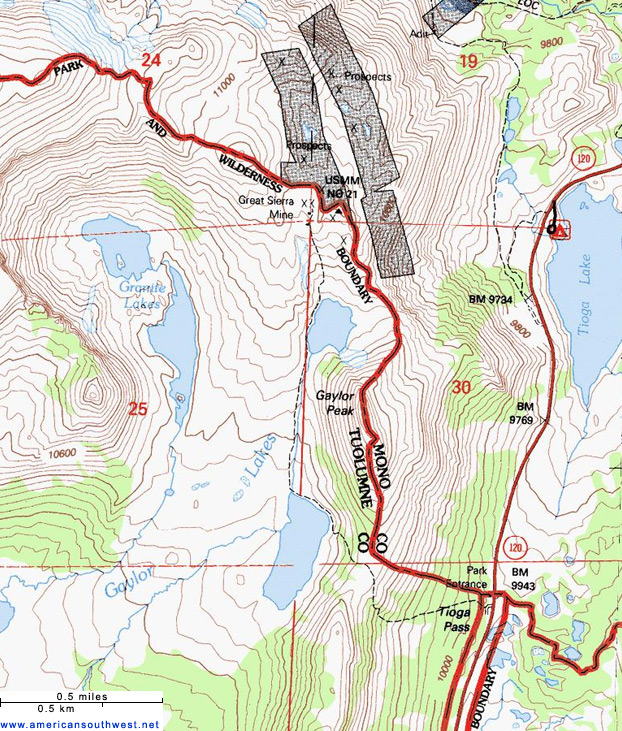 Map of the Gaylor Lakes Trail
