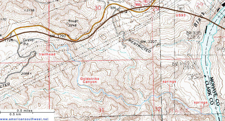 Map of Goldstrike Canyon