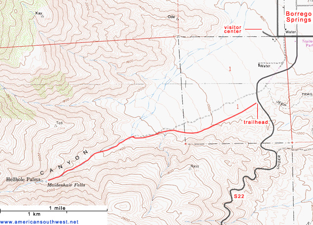 Topographic Map of the Hellhole Canyon Trail
