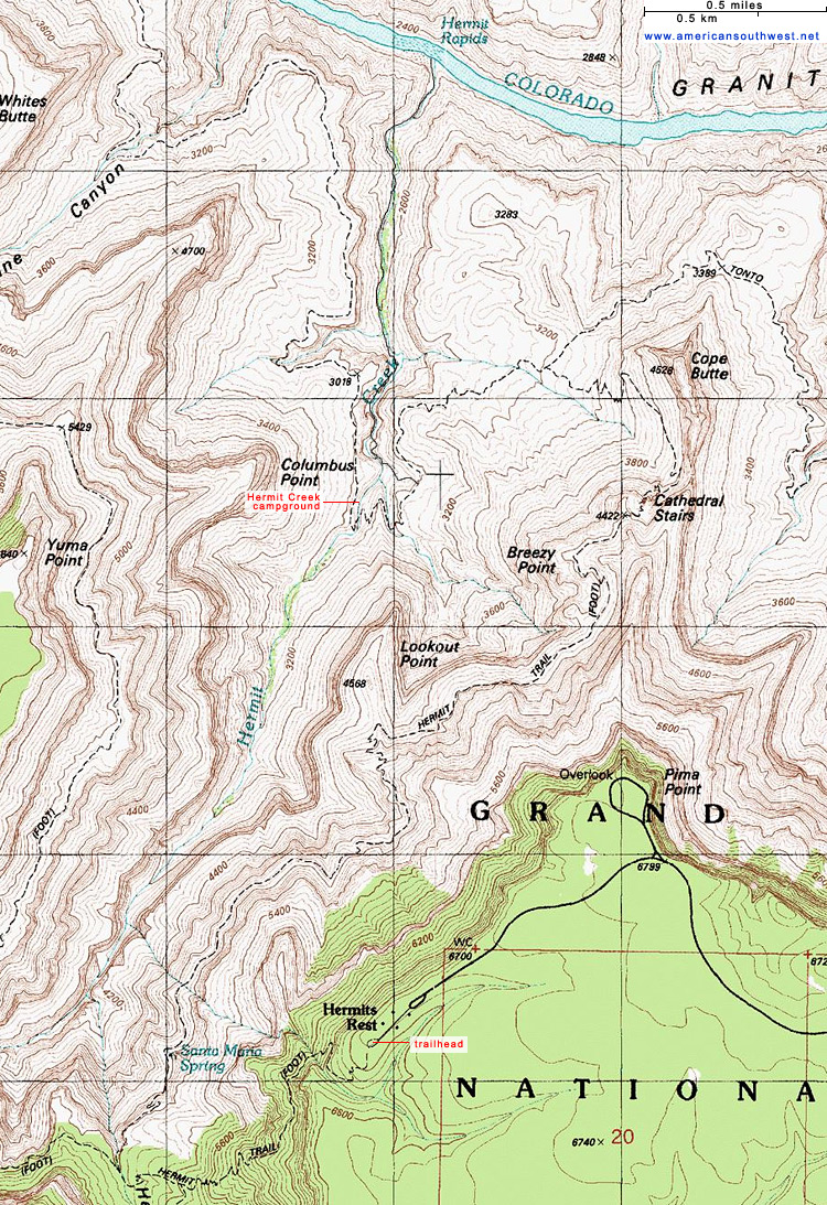Map of the Hermit Trail
