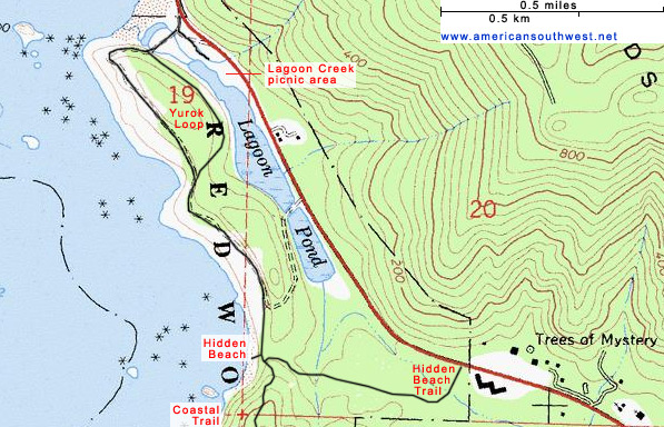 Map of Yurok Loop and the Hidden Beach Trail