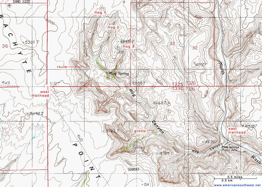 Topo Map of Hog Canyon
