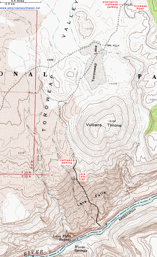 Map of the Lava Falls Trail