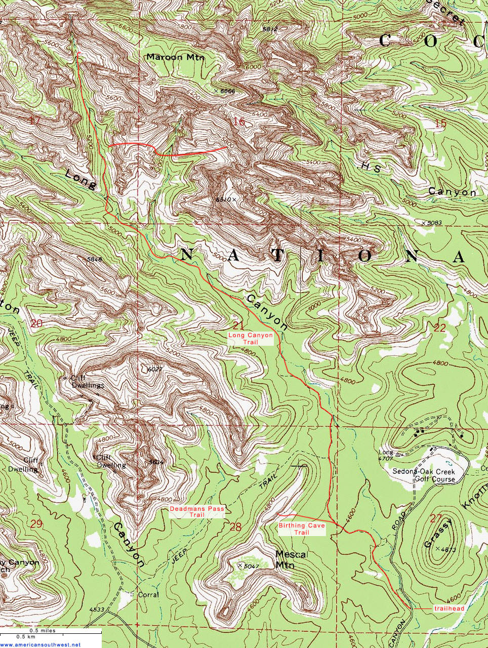 Map of the Long Canyon Trail, Sedona