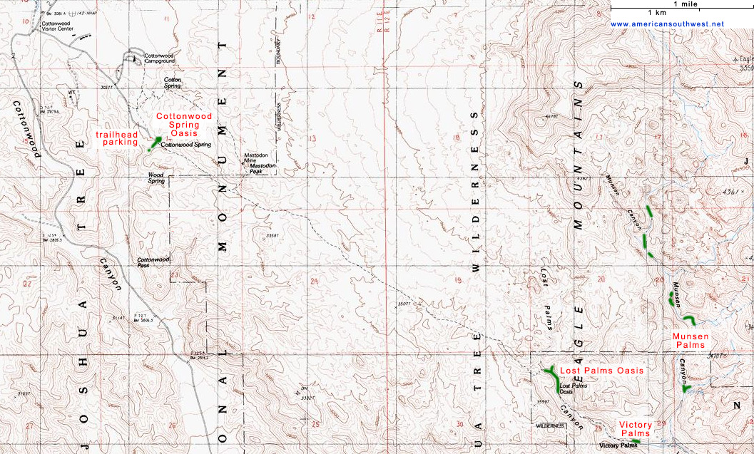 Map of the Lost Palms Oasis Trail
