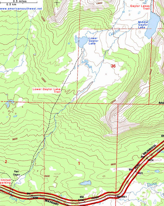 Map of the Lower Gaylor Lake Trail