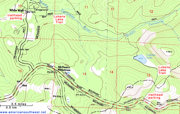 Topographic Map of the Lukens Lake Trail