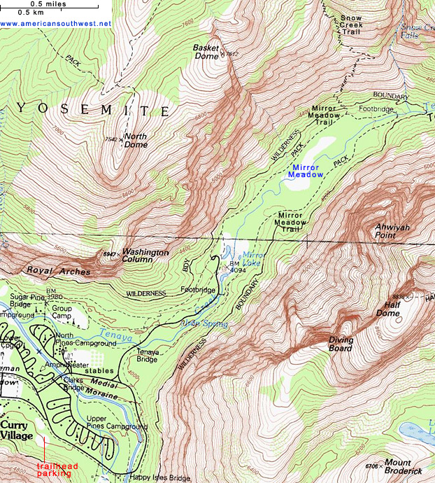 Map of the Mirror Lake Trail