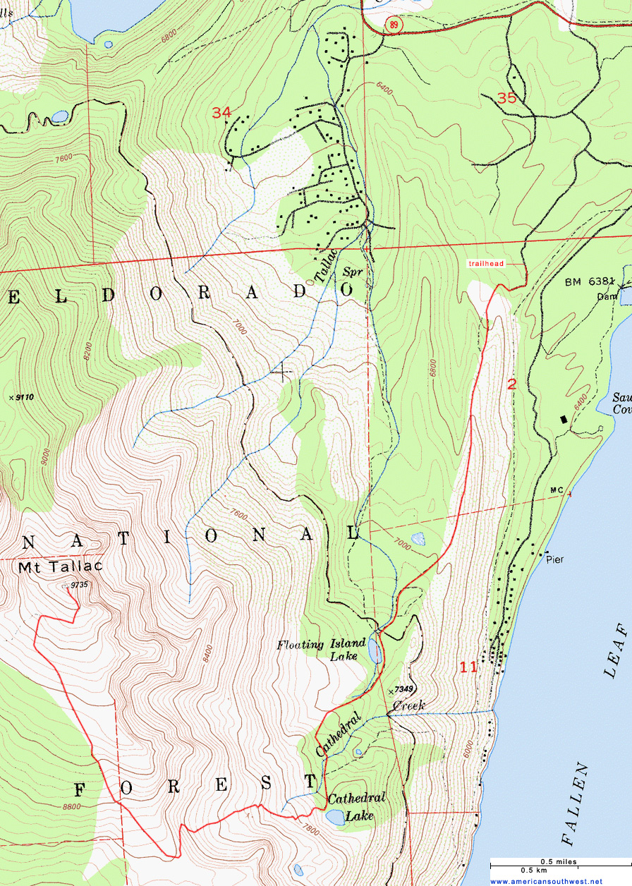 Map of the Mount Tallac Trail