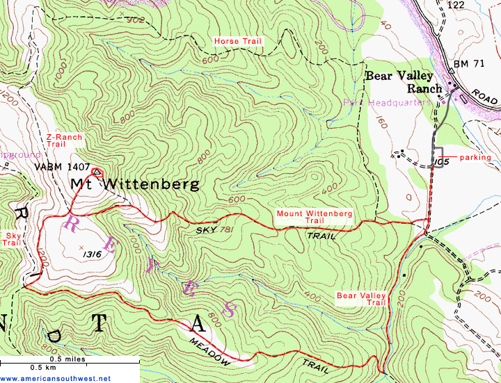 Map of the Mount Wittenberg and Meadow Trails