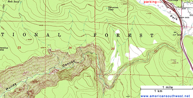 Map of Munds Canyon, Sedona