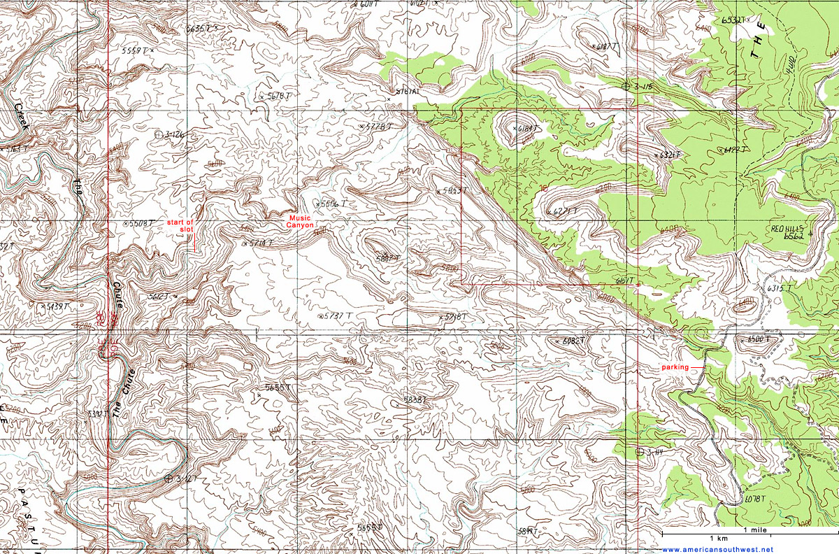 Topo Map of Music Canyon