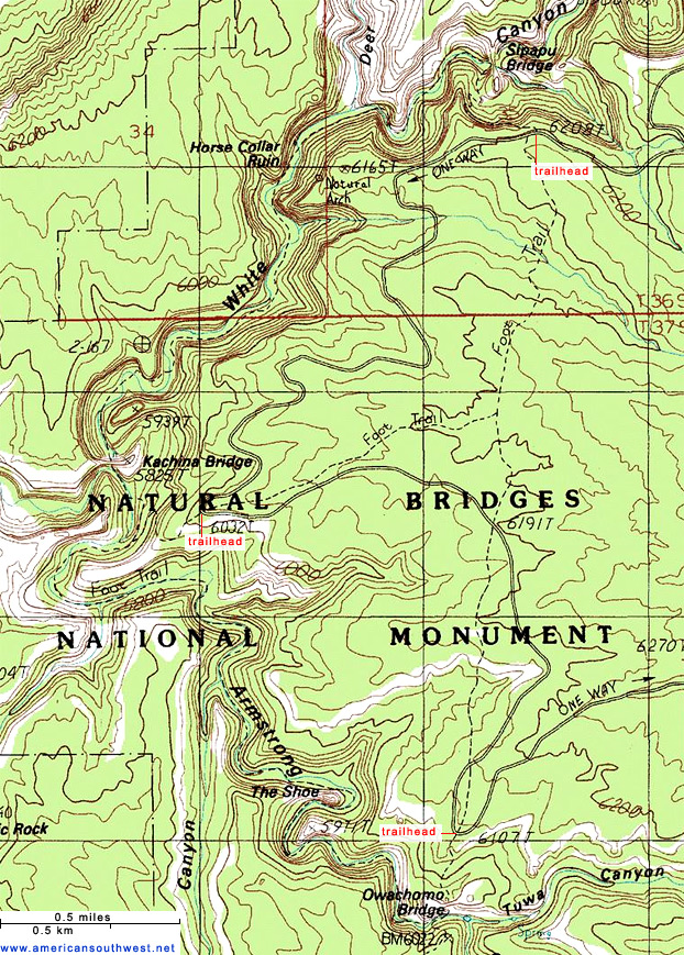 Topo Map of Natural Bridges National Monument