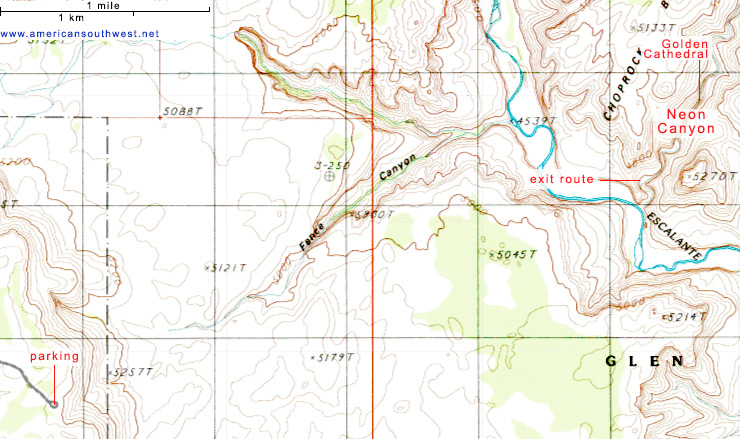 Topo map of Neon Canyon