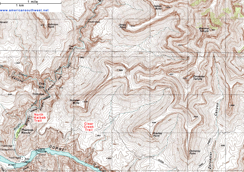 Map of the North Kaibab Trail