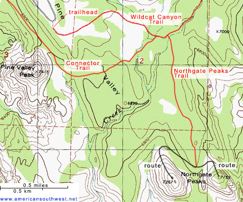 Map of the Northgate Peaks Trail