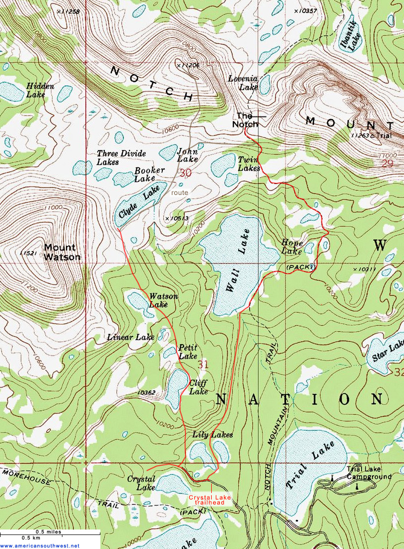 Topo Map of the Notch Mountain Trail